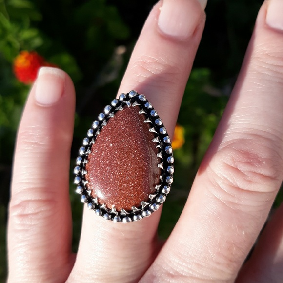 New Goldstone/Sunsitara Silver Ring. Size 7.25 - Picture 5 of 8